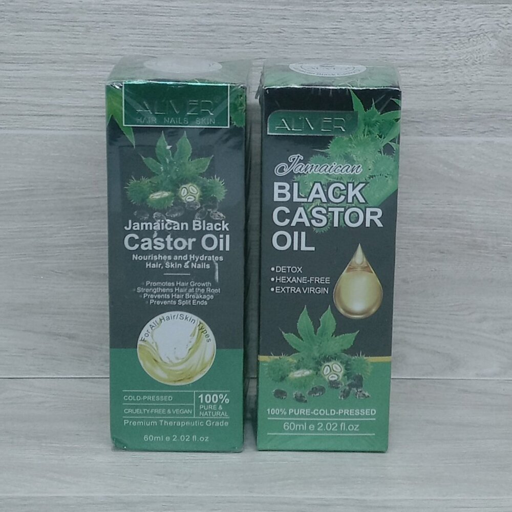 (2) ALIVER Jamaican Black Castor Oil 100% Pure Cold- Pressed Sealed EXP: 2026